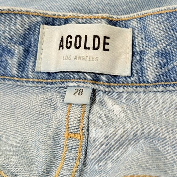 Agolde Light Blue Distressed Straight Leg Jeans - Picture 5 of 15